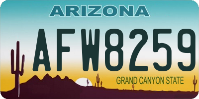 AZ license plate AFW8259