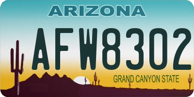 AZ license plate AFW8302