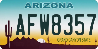 AZ license plate AFW8357