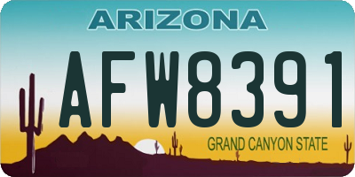 AZ license plate AFW8391