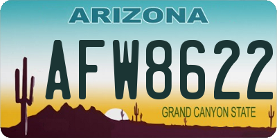 AZ license plate AFW8622