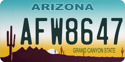AZ license plate AFW8647