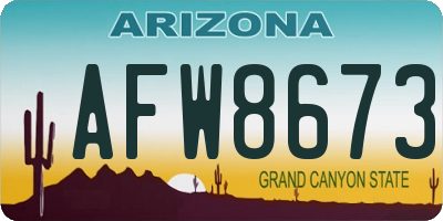 AZ license plate AFW8673
