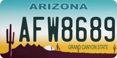 AZ license plate AFW8689