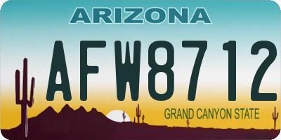 AZ license plate AFW8712