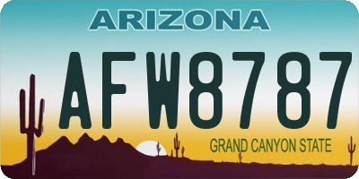 AZ license plate AFW8787