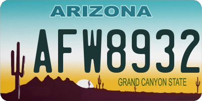 AZ license plate AFW8932