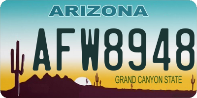 AZ license plate AFW8948