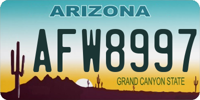 AZ license plate AFW8997