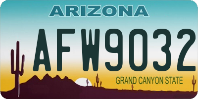 AZ license plate AFW9032