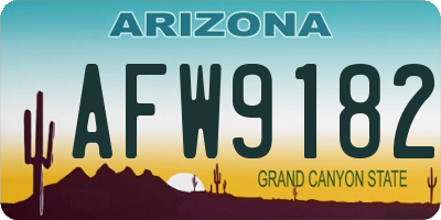AZ license plate AFW9182