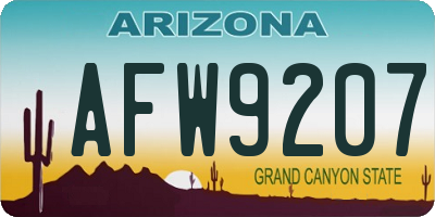 AZ license plate AFW9207