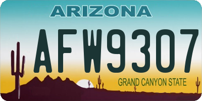 AZ license plate AFW9307