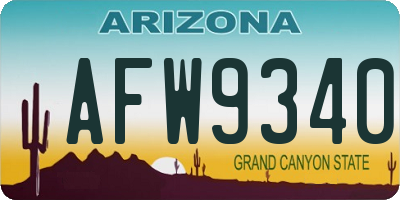 AZ license plate AFW9340