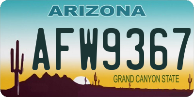 AZ license plate AFW9367