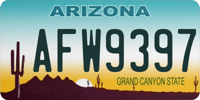 AZ license plate AFW9397