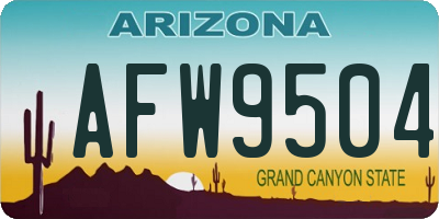 AZ license plate AFW9504