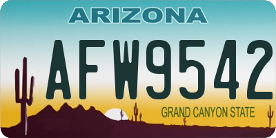AZ license plate AFW9542