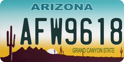 AZ license plate AFW9618