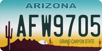 AZ license plate AFW9705