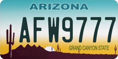 AZ license plate AFW9777