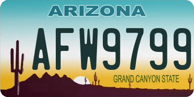 AZ license plate AFW9799