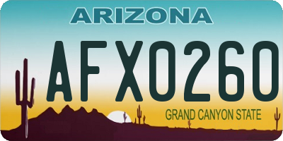 AZ license plate AFX0260