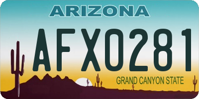 AZ license plate AFX0281