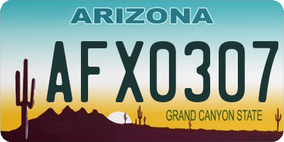 AZ license plate AFX0307