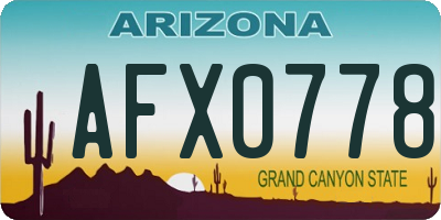AZ license plate AFX0778