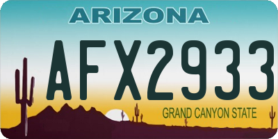 AZ license plate AFX2933