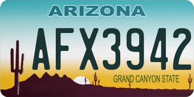 AZ license plate AFX3942