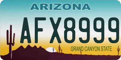 AZ license plate AFX8999