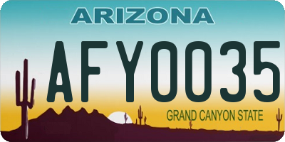 AZ license plate AFY0035