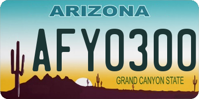 AZ license plate AFY0300