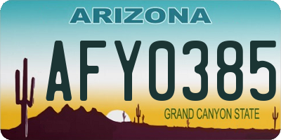 AZ license plate AFY0385