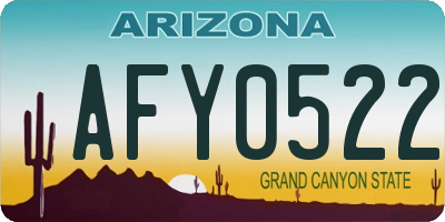 AZ license plate AFY0522