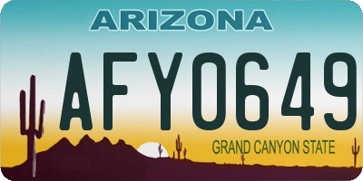 AZ license plate AFY0649