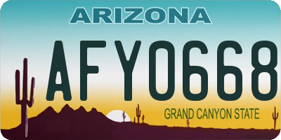 AZ license plate AFY0668