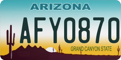 AZ license plate AFY0870