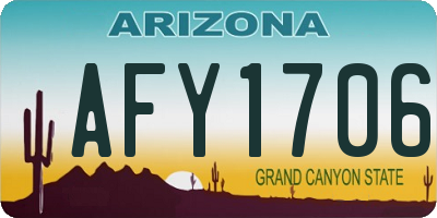 AZ license plate AFY1706