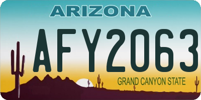 AZ license plate AFY2063