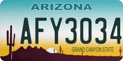 AZ license plate AFY3034