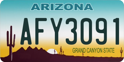 AZ license plate AFY3091