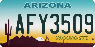 AZ license plate AFY3509