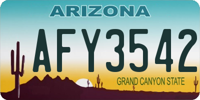 AZ license plate AFY3542