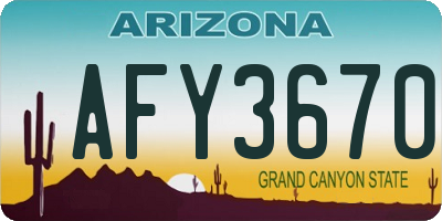 AZ license plate AFY3670
