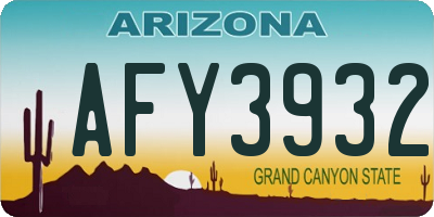 AZ license plate AFY3932