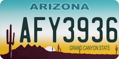 AZ license plate AFY3936
