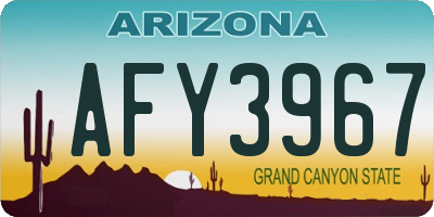 AZ license plate AFY3967